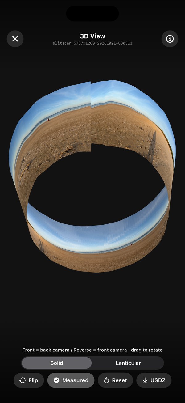 3D view in Solid mode: a scan made by turning on the spot at a beach, laid out as a ring